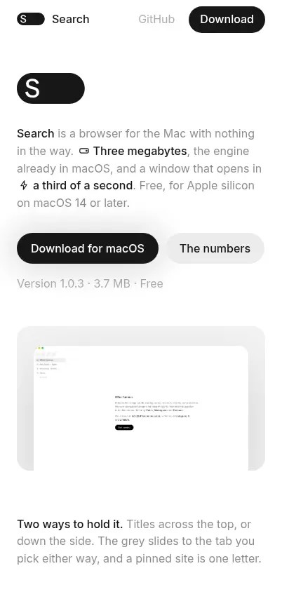 Search — a browser with nothing in the way mobile screenshot