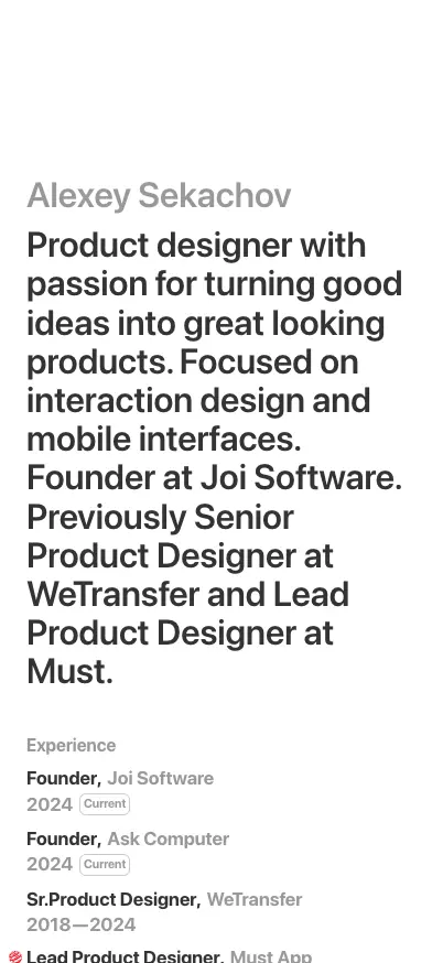 Alexey Sekachov mobile screenshot