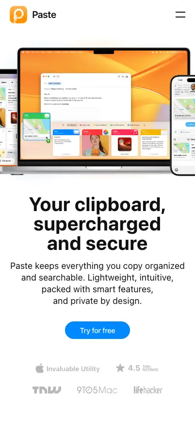 Paste mobile screenshot