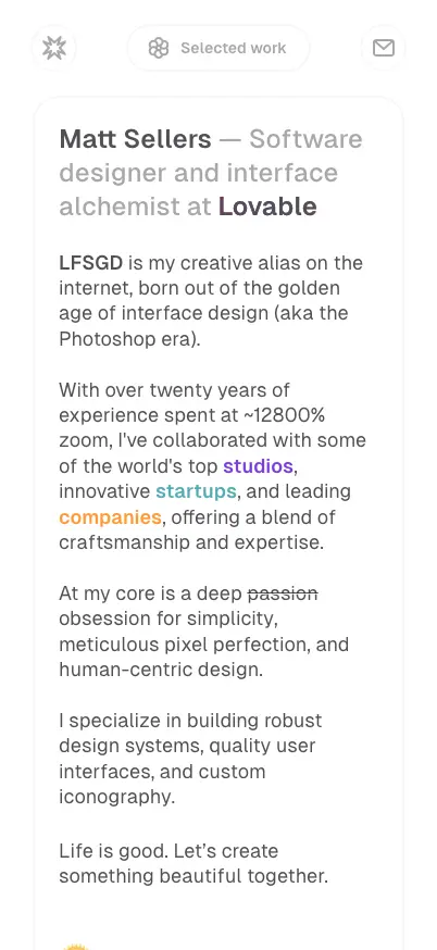 Matt Sellers mobile screenshot