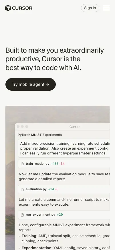Cursor mobile screenshot