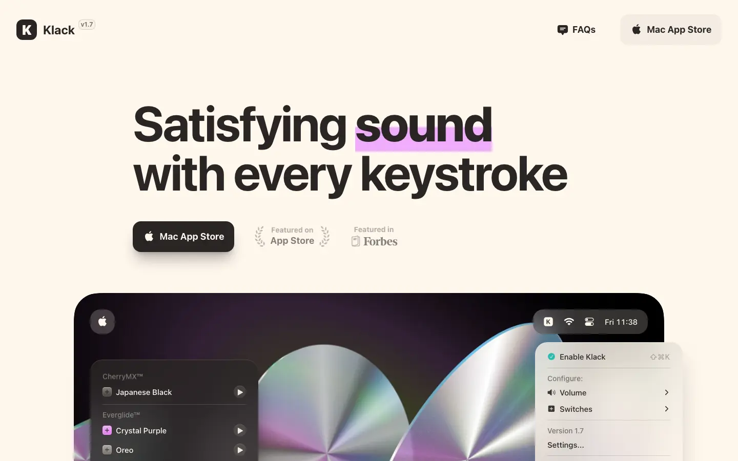 Klack desktop screenshot