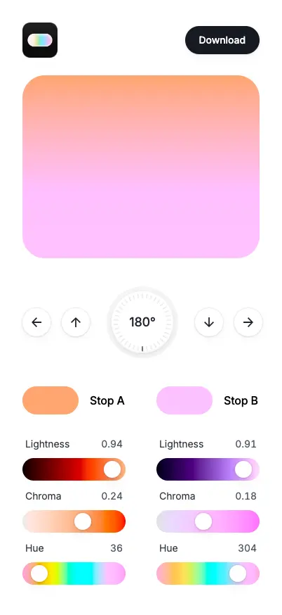 OKLCH Gradient Generator mobile screenshot