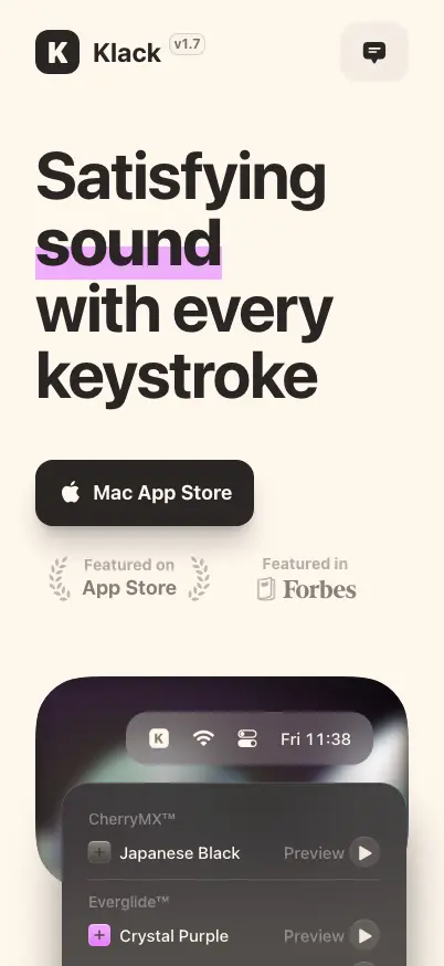 Klack mobile screenshot