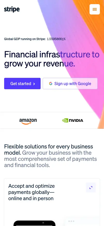 Stripe mobile screenshot