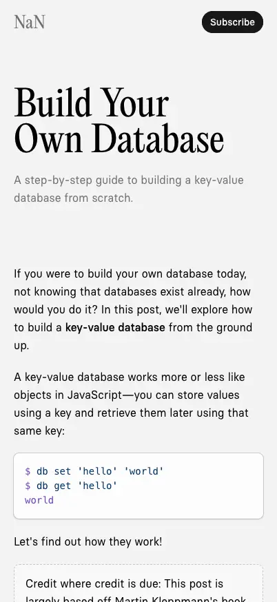 Build Your Own Database mobile screenshot